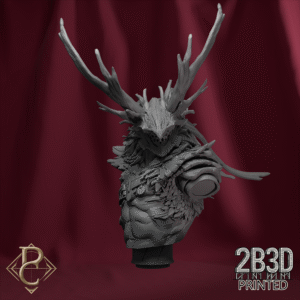 3D render of Ganarel bust without base, designed by Parasite Collectibles and printed by 2B3D Printed.