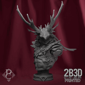 Animated 360° turntable of Ganarel bust with base, designed by Parasite Collectibles and printed by 2B3D Printed.