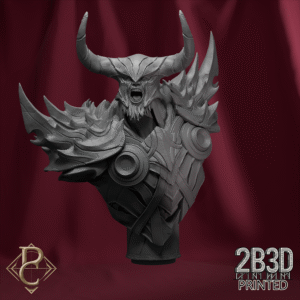 3D render of Pyrokles bust without base, designed by Parasite Collectibles and printed by 2B3D Printed.