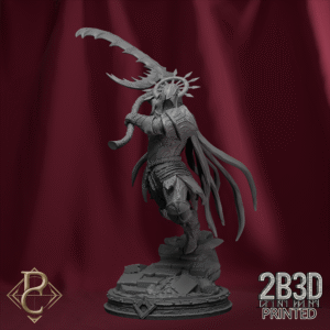 3D render of Morsven, Hunter of Undead miniature mounted on a standard base, designed by Parasite Collectibles and printed by 2B3D Printed.