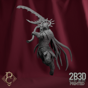 3D render of Morsven, Hunter of Undead miniature without base, designed by Parasite Collectibles and printed by 2B3D Printed.