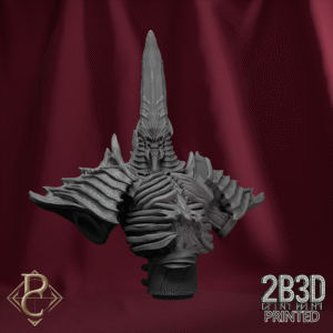 3D render of Amothep The Dark Pharaoh bust without base, designed by Parasite Collectibles and printed by 2B3D Printed.