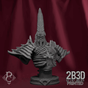 Animated 360° turntable of Amothep The Dark Pharaoh bust, designed by Parasite Collectibles and printed by 2B3D Printed.