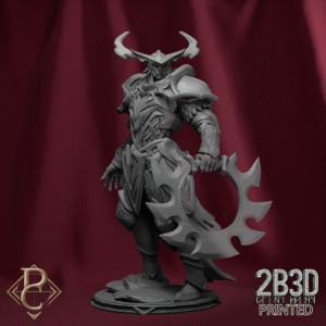 3D render of Alsham miniature on base, designed by Parasite Collectibles and printed by 2B3D Printed.