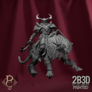 3D render of Alsham on Stellar Tiger miniature without base, designed by Parasite Collectibles and printed by 2B3D Printed.