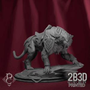 Animated 360° turntable of the Stellar Tiger miniature, designed by Parasite Collectibles and printed by 2B3D Printed.