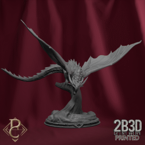 3D render of Lord Venator’s dragon on base, designed by Parasite Collectibles and printed by 2B3D Printed.