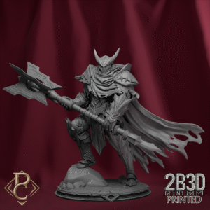 3D render of Lord Venator miniature on base, designed by Parasite Collectibles and printed by 2B3D Printed.