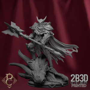 3D render of Lord Venator miniature on scenic base, designed by Parasite Collectibles and printed by 2B3D Printed.