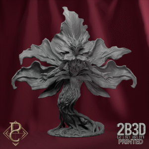 3D render of Cyania Hellflower miniature without base, designed by Parasite Collectibles and printed by 2B3D Printed.