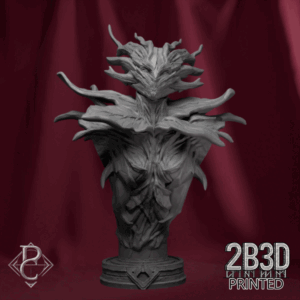 Animated 360° turntable of Cyania Hellflower bust, designed by Parasite Collectibles and printed by 2B3D Printed.