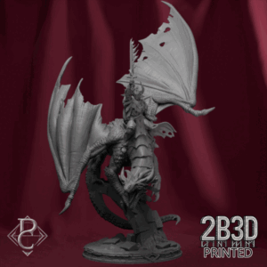 Turntable render of Thakron mounted on Raugar, a dragon creature, created by Parasite Collectibles and printed by 2B3D Printed.