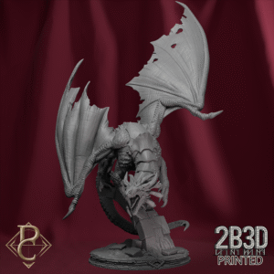 Render of Raugar, dragon creature, standalone on base, from Thakron and Raugar model.