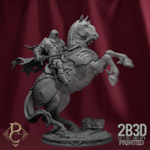 Render of Sâvarkar riding the Darkhorse on base, detailed sculpt by Parasite Collectibles printed by 2B3D Printed.