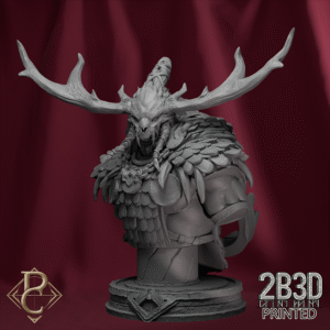 Render of Worfar Bust on base, designed by Parasite Collectibles and printed by 2B3D Printed.