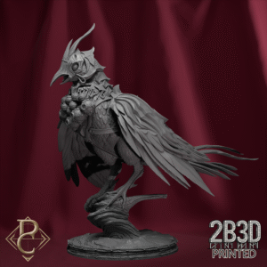 Render of Emberfinches with base, designed by Parasite Collectibles and printed by 2B3D Printed.