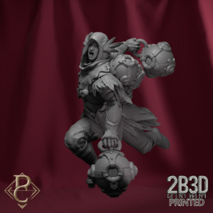 Render of Aerithrian Wind Defender miniature without base, designed by Parasite Collectibles and printed by 2B3D Printed.