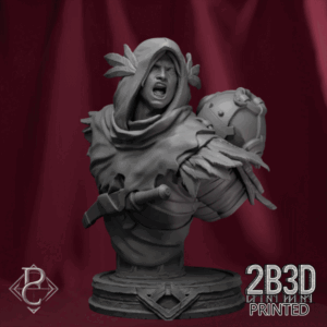Turntable render of Aerithrian Wind Defender Bust, designed by Parasite Collectibles and printed by 2B3D Printed.