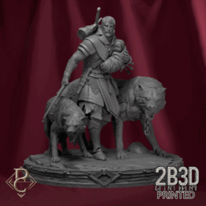 Turntable render of Eon and the Child, designed by Parasite Collectibles and printed by 2B3D Printed.