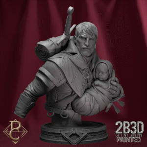 Render of Eon Bust with arm and base, designed by Parasite Collectibles and printed by 2B3D Printed.