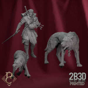 Render of Eon and the Wolves without base, designed by Parasite Collectibles and printed by 2B3D Printed.