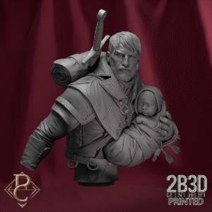 Render of Eon Bust with arm and no base, designed by Parasite Collectibles and printed by 2B3D Printed.