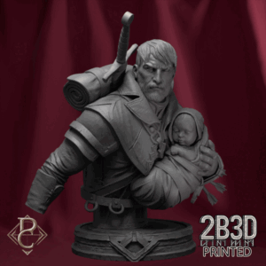 Turntable render of Eon and the Child Bust, designed by Parasite Collectibles and printed by 2B3D Printed.