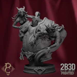 Render of Fathon and the Scylas Bust on base, created by Parasite Collectibles and printed by 2B3D Printed.