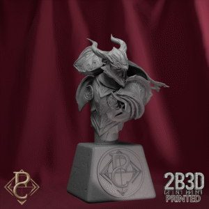 Render of The Sorrow of Terrimor Bust with base, designed by Parasite Collectibles and printed by 2B3D Printed.