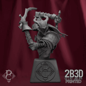 Turntable render of The Sorrow of Terrimor Bust, designed by Parasite Collectibles and printed by 2B3D Printed.