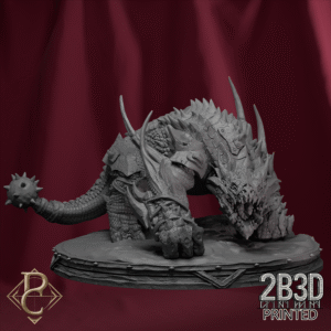 Render of Lizard with big scenic base, designed by Parasite Collectibles and printed by 2B3D Printed.