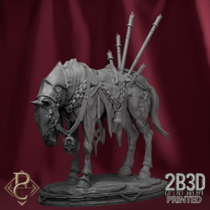 Render of the sacred pale horse with base, mount of Custos Purgatorii, symbol of divine passage. Created by Parasite Collectibles and 2B3D Printed.