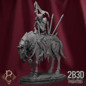 Render of Custos Purgatorii on Horse with base, divine warden riding the pale steed of purification. Created by Parasite Collectibles and 2B3D Printed.