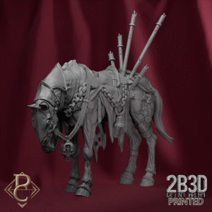 Render of the pale divine horse without base, eternal companion of Custos Purgatorii. Designed by Parasite Collectibles and 2B3D Printed.