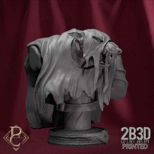 Render of Ratkin Bust with base, designed by Parasite Collectibles and printed by 2B3D Printed.
