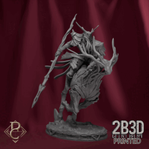 Turntable render of The Verdant Sentinel riding its enchanted deer mount, bound to nature’s will. Designed by Parasite Collectibles and printed by 2B3D Printed.