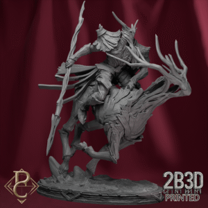 Render of The Verdant Sentinel mounted on deer with base, an arcane protector forged from magic and nature. Created by Parasite Collectibles and 2B3D Printed.