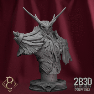 Render of The Verdant Sentinel Bust with base, magical botanical guardian of the Arcane Academy. Created by Parasite Collectibles and 2B3D Printed.