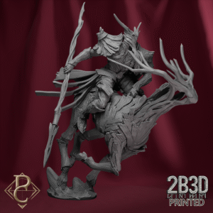 Render of The Verdant Sentinel riding the enchanted deer, guardian of the Arcane Academy’s forests. Designed by Parasite Collectibles and 2B3D Printed.