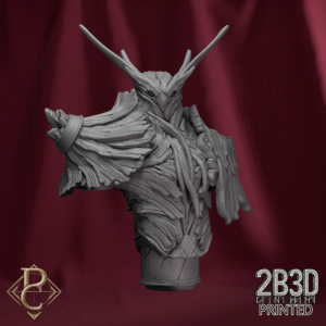 Render of The Verdant Sentinel Bust without base, guardian spirit formed from enchanted wood and arcane light. Designed by Parasite Collectibles and 2B3D Printed.