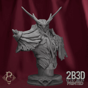 Turntable render of The Verdant Sentinel Bust, arcane botanical guardian bound to the magic of the earth. Designed by Parasite Collectibles and printed by 2B3D Printed.