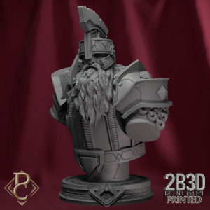 Render of Stormkeeper Torbjorn Bust with base, dwarven guardian forged by thunder. Created by Parasite Collectibles and 2B3D Printed.