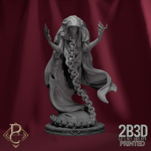 Render of Ghost I with base, spectral follower of High Prophet Karhardas. Created by Parasite Collectibles and 2B3D Printed.