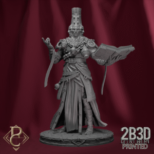 Render of High Prophet Karhardas with base, herald of the cosmic saints. Designed by Parasite Collectibles and printed by 2B3D Printed.