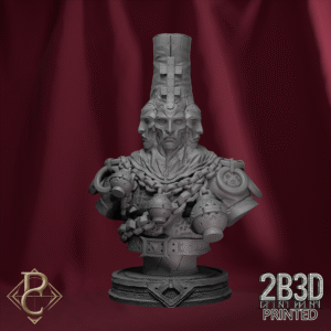 Render of High Prophet Karhardas Bust with base, cosmic herald of the Great Remaking. Created by Parasite Collectibles and 2B3D Printed.