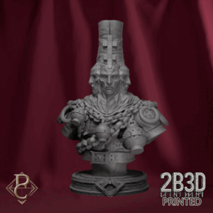 Turntable render of High Prophet Karhardas Bust, prophet of the cosmic rebirth. Designed by Parasite Collectibles and printed by 2B3D Printed.