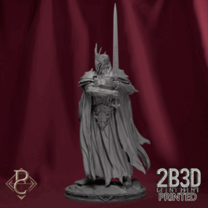 Turntable render of The Shadowed King, wraithbound monarch astride darkness. Designed by Parasite Collectibles and printed by 2B3D Printed.