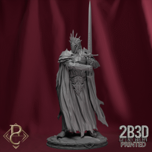 Render of The Shadowed King with base, spectral ruler forged from shadow and dread. Created by Parasite Collectibles and 2B3D Printed.