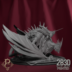 Render of The Shadowed King mounted on Vel-Narash with base, spectral monarch and steed of the void. Created by Parasite Collectibles and 2B3D Printed.