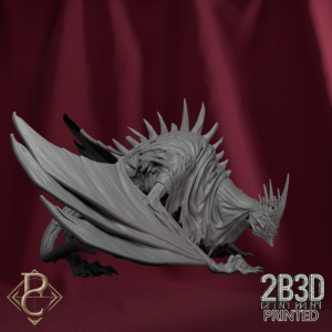 Render of Vel-Narash, spectral dragon steed forged from screams and shadow. Designed by Parasite Collectibles and printed by 2B3D Printed.